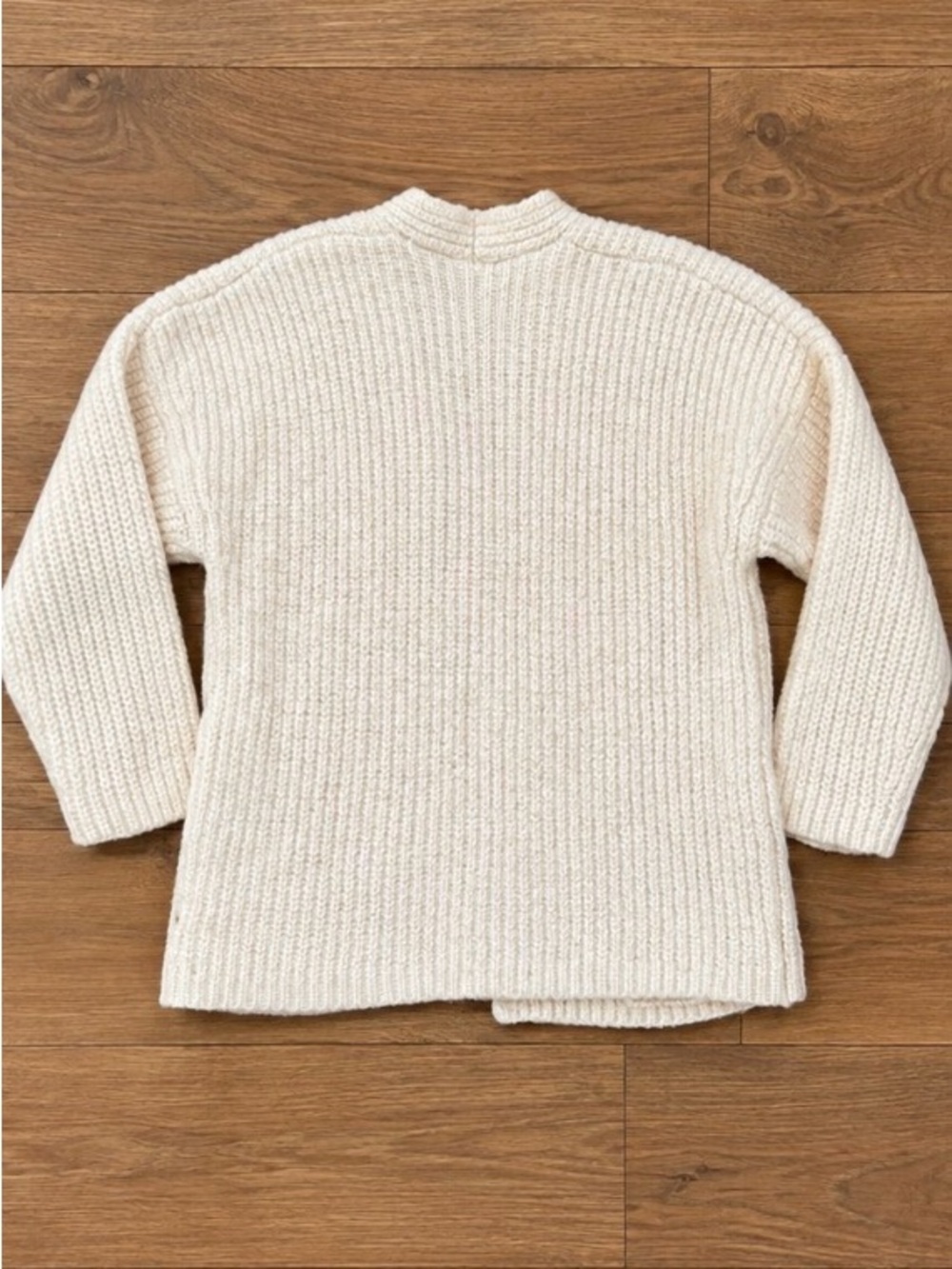 Vintage Y2K Ann Taylor Cream Ribbed Wool Button Cardigan - Picture 2 of 3